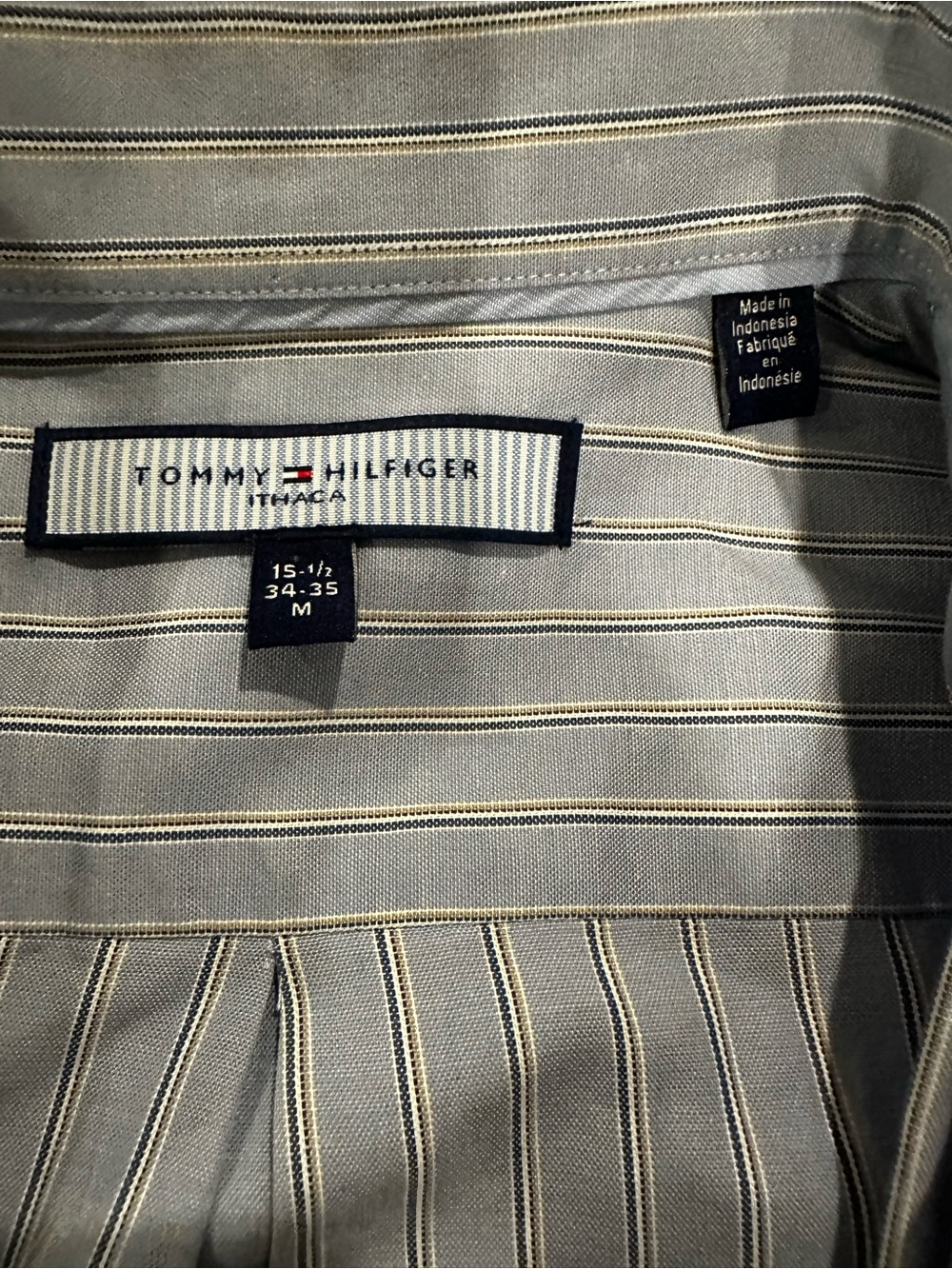 Tommy Hilfiger Striped Dress Shirt Mens 15-1/2 34/35 Cotton - Picture 5 of 7